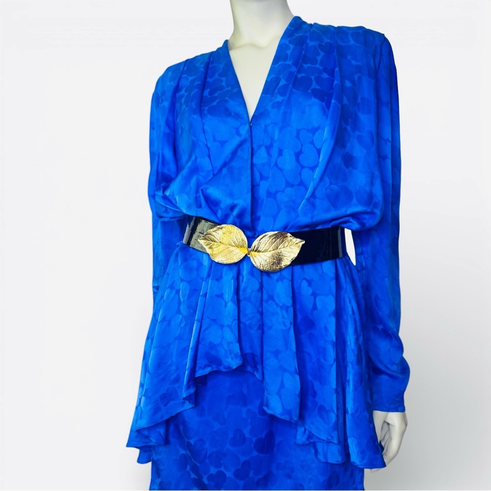 Vintage 80’s Saint Romei Silk Heart Jacquard‎ Mini Dress M